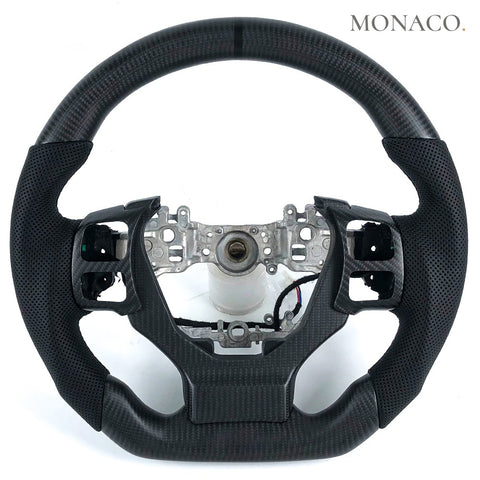 Custom carbon fiber steering wheel for Lexus IS NX GS GX RX ES LX (2014–2022): Perforated Leather Matte Carbon