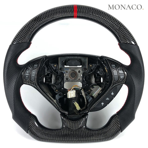 Custom carbon fiber steering wheel for Acura Integra TL ILX TSX RLX (2013–2018): Black Perforated Leather Carbon