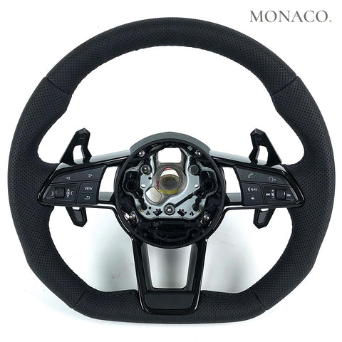 Custom carbon fiber steering wheel for Audi R8 S3 S6 RS3 RS4 RS5 A4 (2017–2019): All Perforated Leather