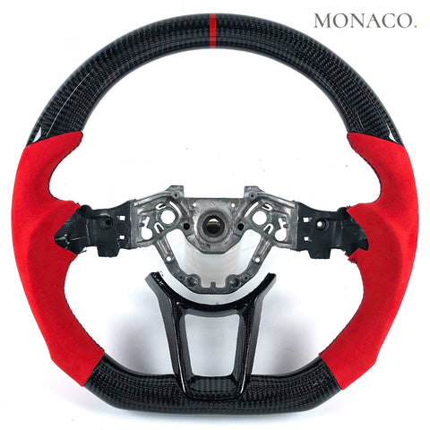 Custom carbon fiber steering wheel for Mazda Mazda3 Mazda6 CX-3 CX-5 (2014–2018): Red Suede Carbon