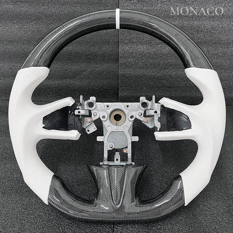 Custom carbon fiber steering wheel for Infiniti Q50 (2014–2024): White