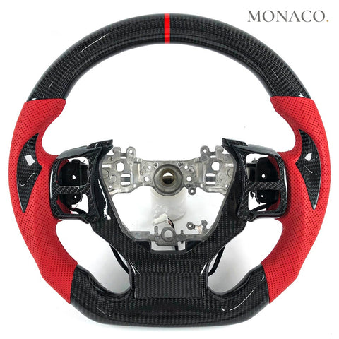 Custom carbon fiber steering wheel for Lexus IS NX IS200 IS250 NX300 NX350 (2014–2020): Red Perforated Leather Carbon