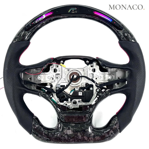 Custom carbon fiber steering wheel for Lexus ES ES350 ES250 ES200 (2013–2018): Perforated Leather LED Forged Carbon