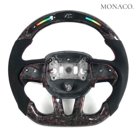 Custom carbon fiber steering wheel for Dodge Charger Challenger SRT (2015–2023): LED Red Forged Carbon
