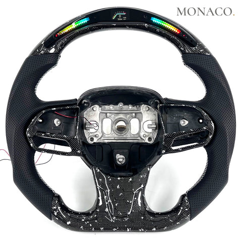 Custom carbon fiber steering wheel for Chrysler 300C (2009–2012): Perforated Leather LED Forged Carbon