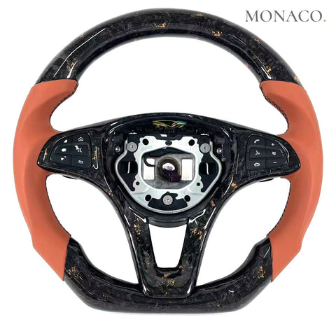 Custom carbon fiber steering wheel for Mercedes-Benz C-Class W204, C300-C250-C350 AMG (2007–2014): Copper Forged Carbon Fiber