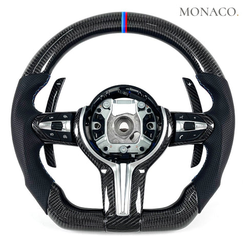 Custom carbon fiber steering wheel for BMW M3 F80, M4 F82, M2 F87, 3 Series F30, 5 Series F10 (2012–2020): Carbon