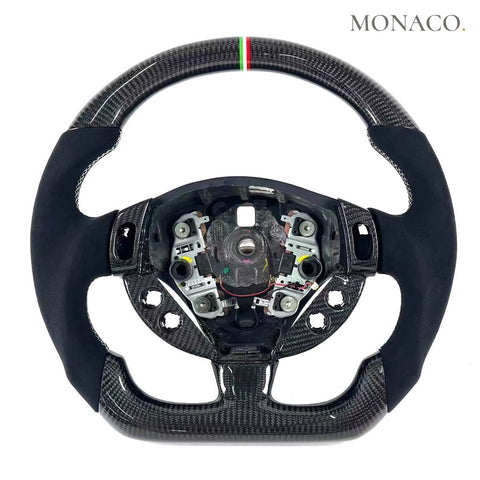 Custom carbon fiber steering wheel for Maserati GranTurismo GTS (2008–2014): Black Suede Carbon