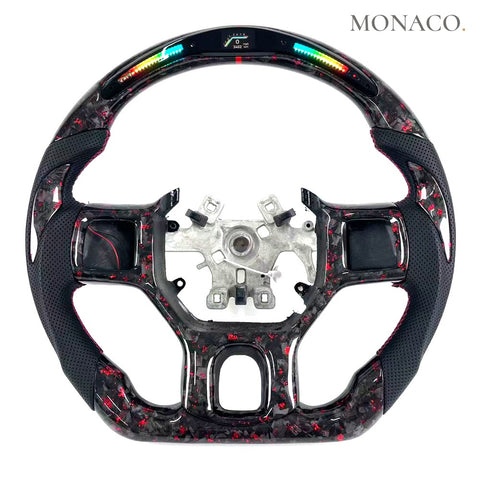 Custom carbon fiber steering wheel for Dodge Ram 1500 2500 3500 (2010–2018): LED Forged Carbon D-Shape