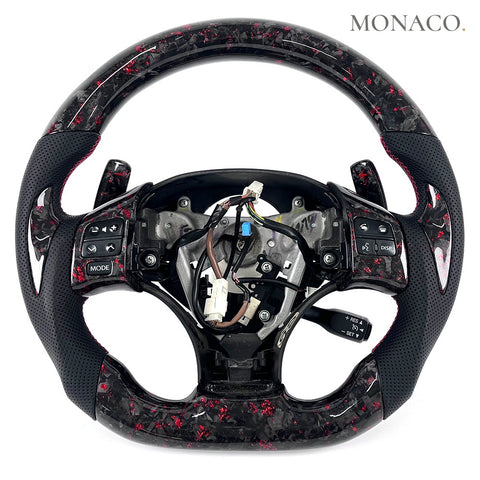 Custom carbon fiber steering wheel for Lexus IS IS250 IS350 IS F (2008–2014): Red Forged Carbon
