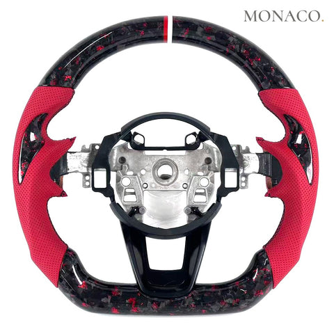 Custom carbon fiber steering wheel for Acura TLX MDX RDX (2015–2025): Red Perforated Leather Red Forged Carbon