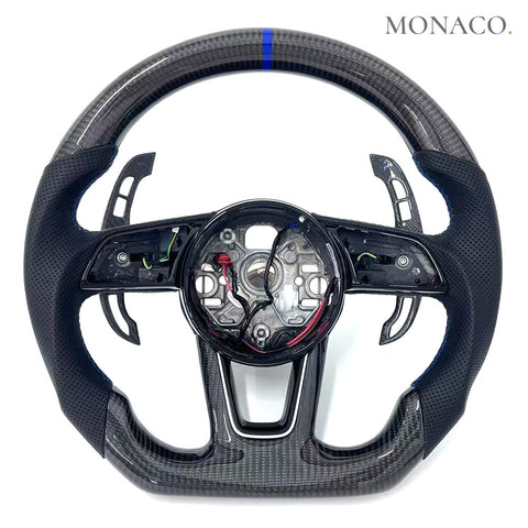 Custom carbon fiber steering wheel for Audi A3 A4 A5 A6 A7 S3-S7 RS3-RS7 B8 B9 C8 (2012–2024): Carbon