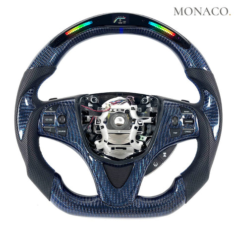 Custom carbon fiber steering wheel for Acura TLX MDX RDX (2015–2024): LED Blue Carbon