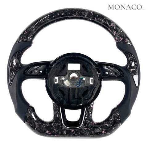 Custom carbon fiber steering wheel for Audi A4 A5 A6 S4 S5 RS4 RS5 B9 (2017–2024): Forged Carbon D-Shape