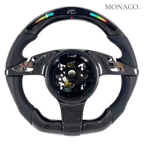 Custom carbon fiber steering wheel for Porsche Panamera 970 (2010–2016): LED Carbon