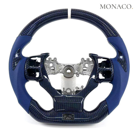 Custom carbon fiber steering wheel for Lexus IS IS250 IS350 (2014–2020): Blue Perforated Leather Blue Carbon