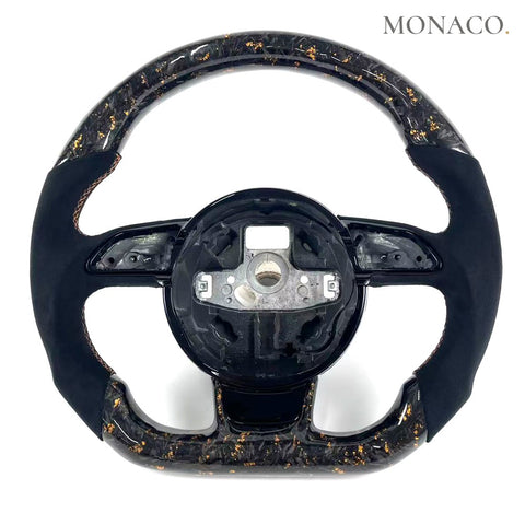 Custom carbon fiber steering wheel for Audi A4 A5 S4 RS4 B8 B8.5 (2012–2016): Orange Forged Carbon