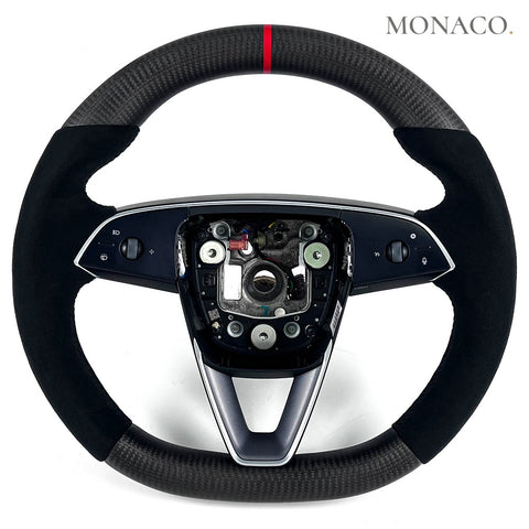 Custom carbon fiber steering wheel for Tesla Model 3 Model Y Model X Model S (2013–2019): Black Suede Matte Carbon