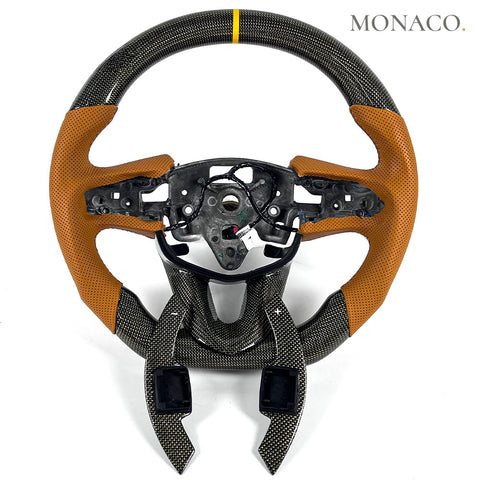 Custom carbon fiber steering wheel for Cadillac CTS CT4 CT5 ATS ATS-V XTS XT6 (2013–2023): Perforated Leather Carbon