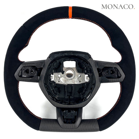 Custom carbon fiber steering wheel for Lamborghini Huracan EVO STO Tecnica (2014–2024): Suede Matte Carbon