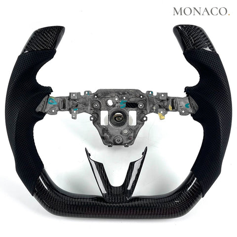 Custom carbon fiber steering wheel for Tesla Model 3 Model Y Model X Model S (2016–2023): Perforated Leather Carbon