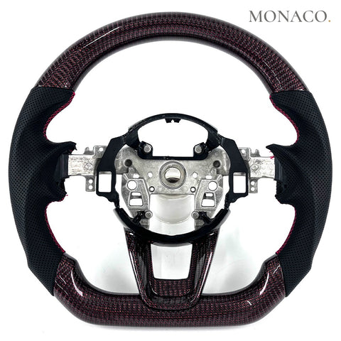 Custom carbon fiber steering wheel for Acura TLX TSX RDX ILX ZDX (2015–2023): Black Perforated Leather Red Carbon