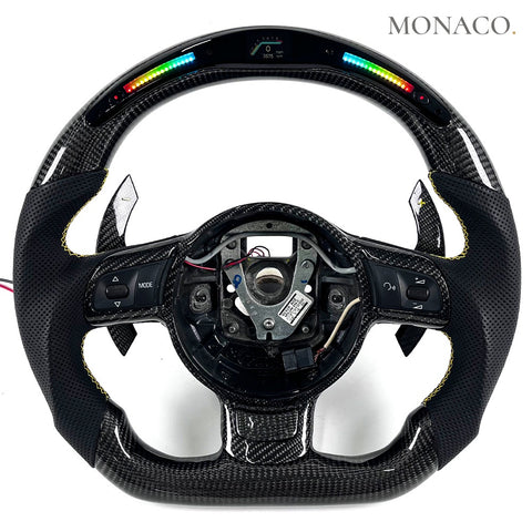 Custom carbon fiber steering wheel for Audi R8 TTS S3 S4 S5 S6 S7 (2016–2024): LED Carbon