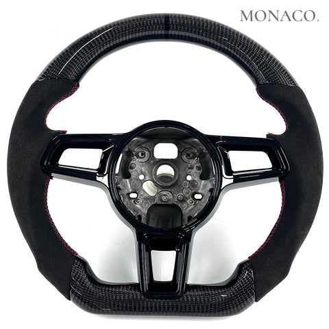 Custom carbon fiber steering wheel for Porsche Panamera Cayenne 911 (2018–2019): Suede Carbon