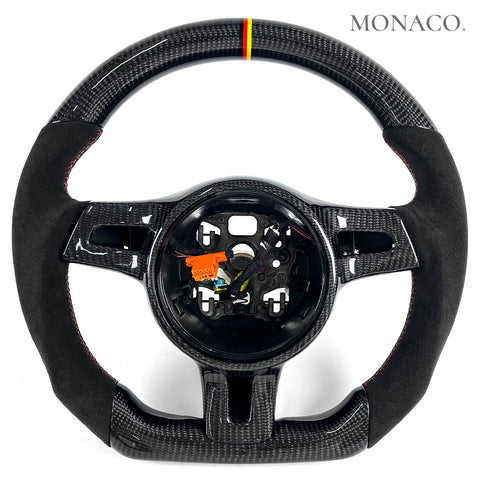 Custom carbon fiber steering wheel for Porsche 911 991 718 GT3 Cayenne (2012–2019): Suede Carbon