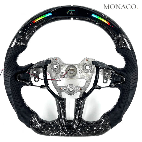 Custom carbon fiber steering wheel for Hyundai Elantra N-Line i30N Veloster N (2017–2023): LED Forged Carbon