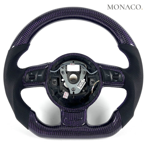 Custom carbon fiber steering wheel for Audi R8 TTS S3 S4 S5 S6 RS4 B7 RS5 B8 RS6 C6 Q5 Q7 A8 S8 (2005–2016): Purple Carbon