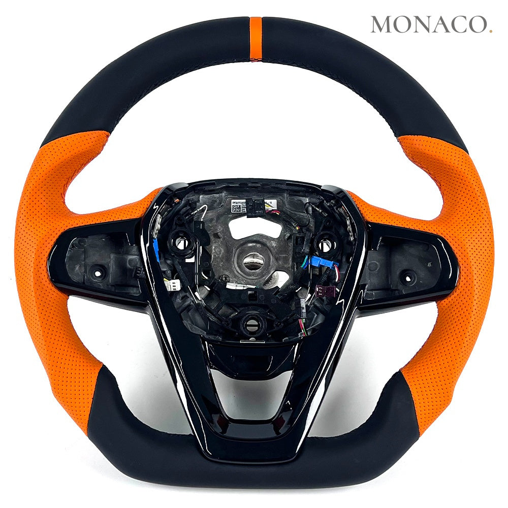 2012–2019 BMW 5 Series F10 / 3 Series F30 Carbon Fiber Steering Wheel – Orange Perforated Leather