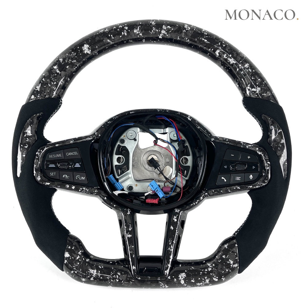 2019–2026 BMW 3 Series G20 / M3 G80 / M4 G82 Carbon Fiber Steering Wheel – White Forged Carbon