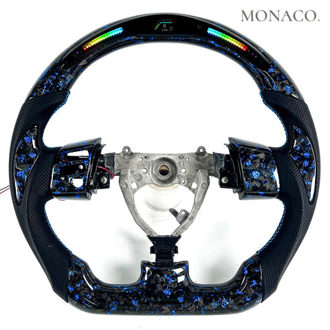 Custom carbon fiber steering wheel for Toyota 86 GT86 GR86 Subaru BRZ (2017–2020): LED Blue Forged Carbon