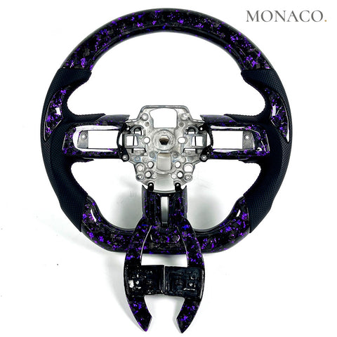 Custom carbon fiber steering wheel for Ford Mustang GT Shelby S550 (2015–2017): Purple Forged Carbon