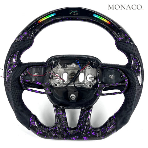 Custom carbon fiber steering wheel for Dodge Charger Challenger SRT (2015–2023): LED Forged Carbon