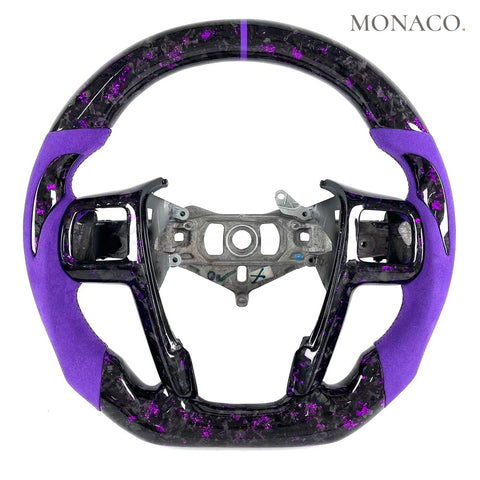 Custom carbon fiber steering wheel for Chrysler 300 300C 300S SRT8 (2011–2023): Purple Suede Purple Forged Carbon