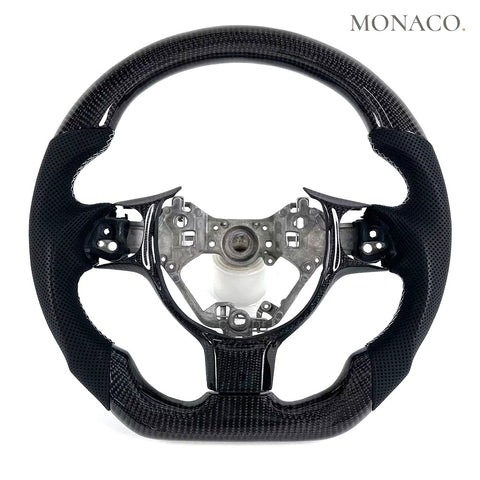 Custom carbon fiber steering wheel for Toyota 86 GR86 Subaru BRZ (2018–2025): Black Perforated Leather Carbon