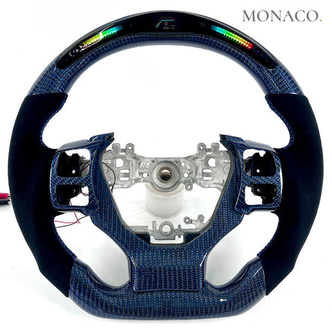 Custom carbon fiber steering wheel for Lexus IS NX IS350 IS250 GS (2014–2019): Black Suede LED Blue Carbon