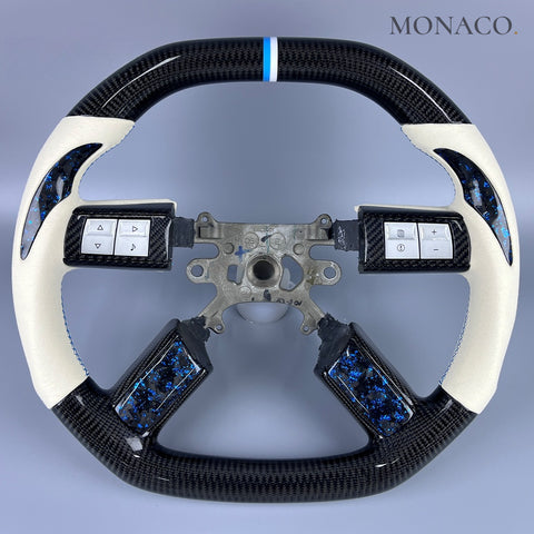 Custom carbon fiber steering wheel for Chrysler 300 300C (2009–2012): White Suede Carbon