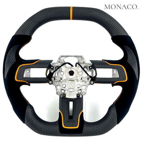 Custom carbon fiber steering wheel for Ford Mustang GT Shelby S550 (2015–2018): Black Suede Matte Carbon