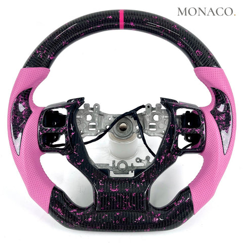 Custom carbon fiber steering wheel for Lexus IS NX RC IS250 IS350 RC200 (2014–2020): Pink Perforated Leather Pink Powder Carbon