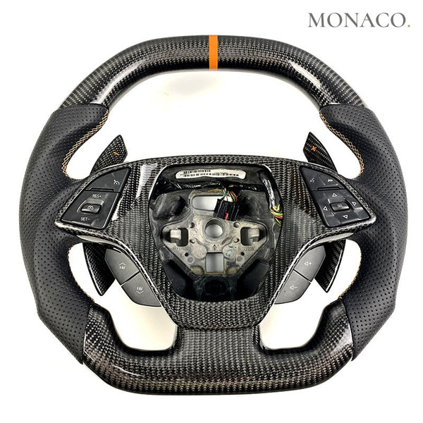 2014–2019 Chevrolet Corvette C7 Carbon Fiber Steering Wheel – Perforated Leather & Carbon Fiber