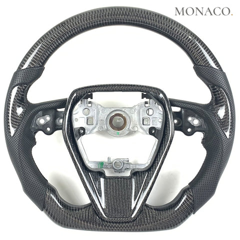 Custom carbon fiber steering wheel for Toyota Camry Avalon (2018–2024): Perforated Leather Carbon