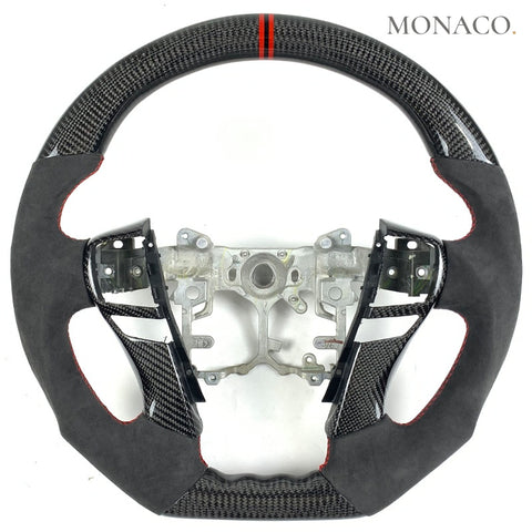 Custom carbon fiber steering wheel for Toyota Mark X Reiz (2010–2012): Black Suede Carbon