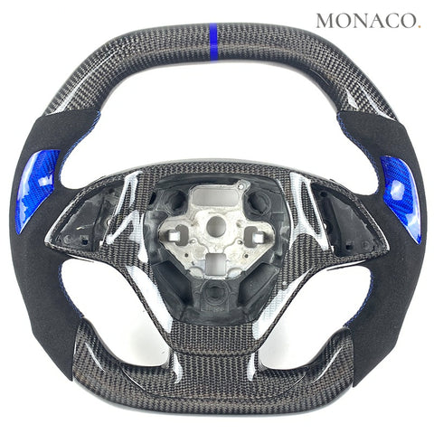 Custom carbon fiber steering wheel for Chevrolet Corvette C7 (2014–2019): Blue Carbon