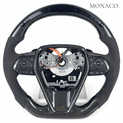 Custom carbon fiber steering wheel for Toyota Camry Avalon Corolla (2018–2024): Black Suede Carbon