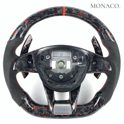 Custom carbon fiber steering wheel for Mercedes-Benz AMG C-Class W205 C63 E-Class W213 GLC W253 CLS C257 GLA W176 (2015–2021): Forged Carbon