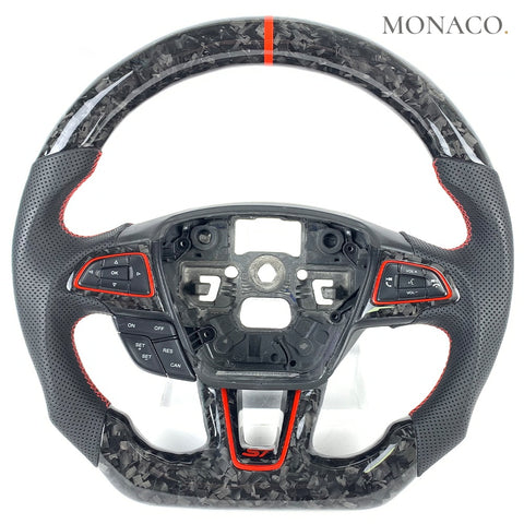 Custom carbon fiber steering wheel for Ford Focus ST RS Mk3 (2015–2018): Forged Carbon
