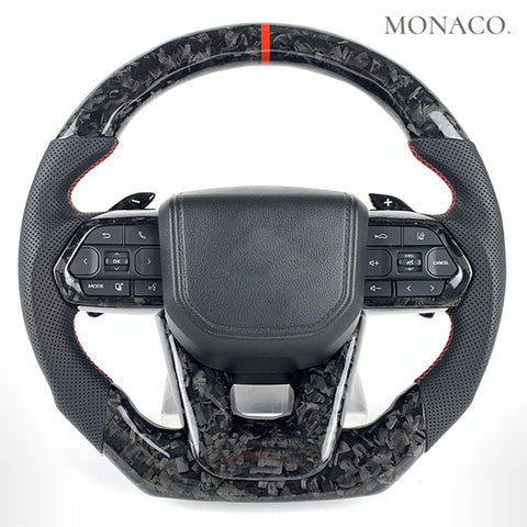Custom carbon fiber steering wheel for Toyota Land Cruiser LC300 LC200 LC70 Prado Hilux GR (2008–2025): Forged Carbon